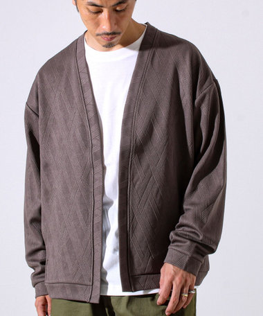 【カーディガン＋ロンT セットアイテム】ふくれジャガード カーデアンサンブル