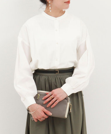 ストライプバイカラーブラウス