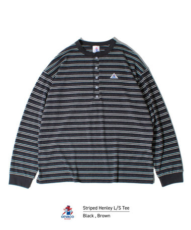 【GEVACO/ゲバコ】ヘンリーネックボーダー ロングスリーブTシャツ