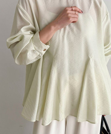 ペプラムシアーボリュームブラウス