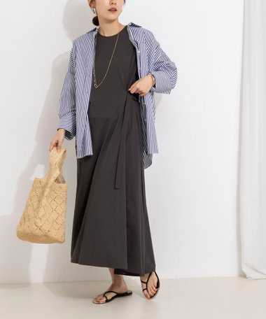 ウォッシャブル布帛切り替えワンピース