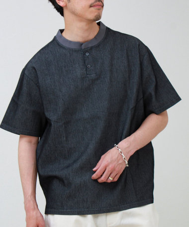 【セットアップ対応】メッシュデニムヘンリーTEE