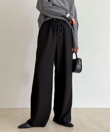 【4サイズ展開】ソフトシャークスキン/チェックイージーパンツ