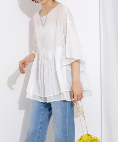 【WEB限定】ダブルギャザーオーバーブラウス
