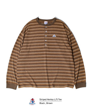 【GEVACO/ゲバコ】ヘンリーネックボーダー ロングスリーブTシャツ