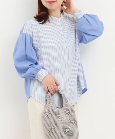 ストライプバイカラーブラウス