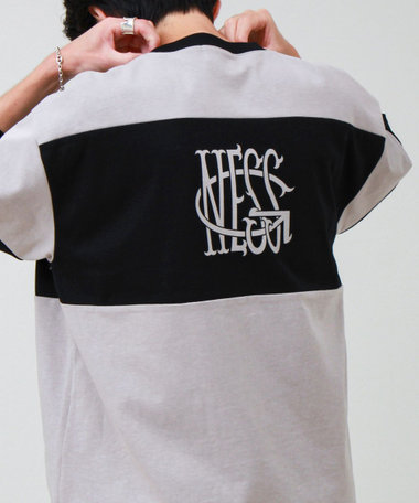 【バックプリントが映える】切り替え GOODNESS オーバーストライプ Tシャツ