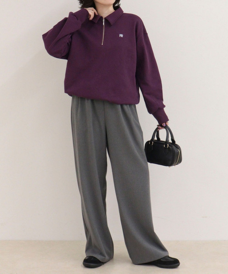 FR刺しゅう衿付きハーフZIPスウェットプルオーバー