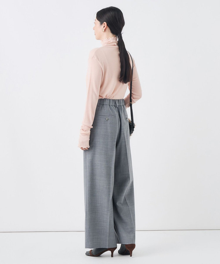 【一部WEB限定サイズ】《抗ピル/防シワ》ウォッシャブルポリウール梳毛タックワイドパンツ