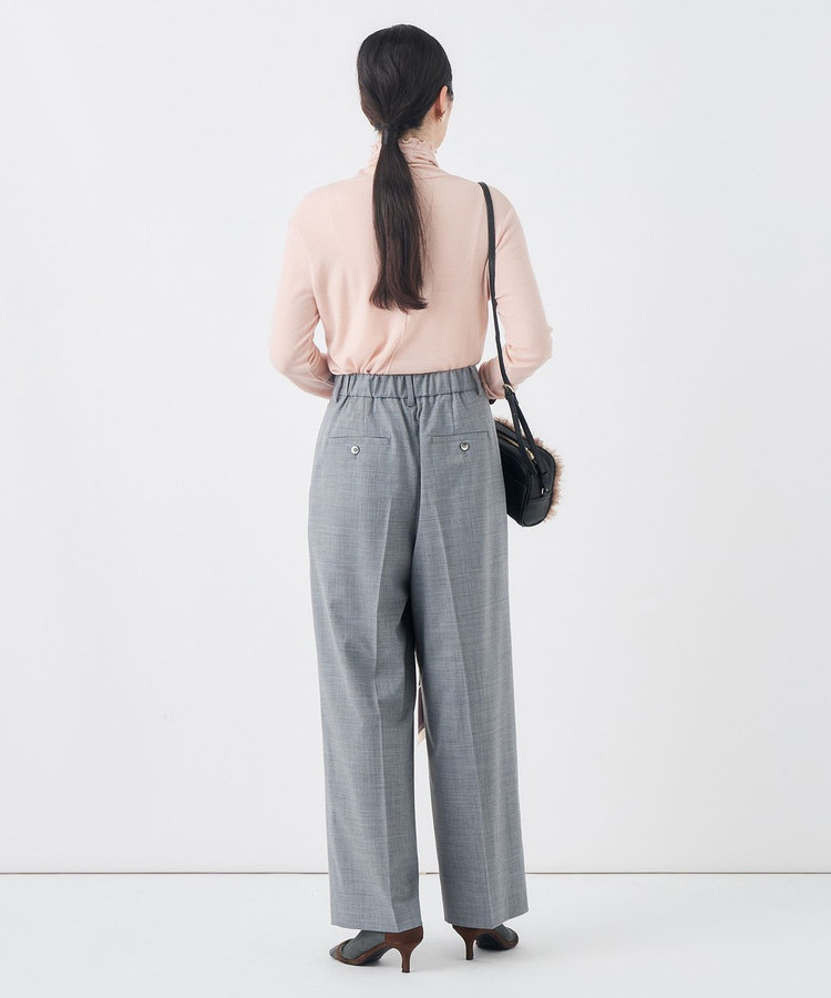 【一部WEB限定サイズ】《抗ピル/防シワ》ウォッシャブルポリウール梳毛タックワイドパンツ