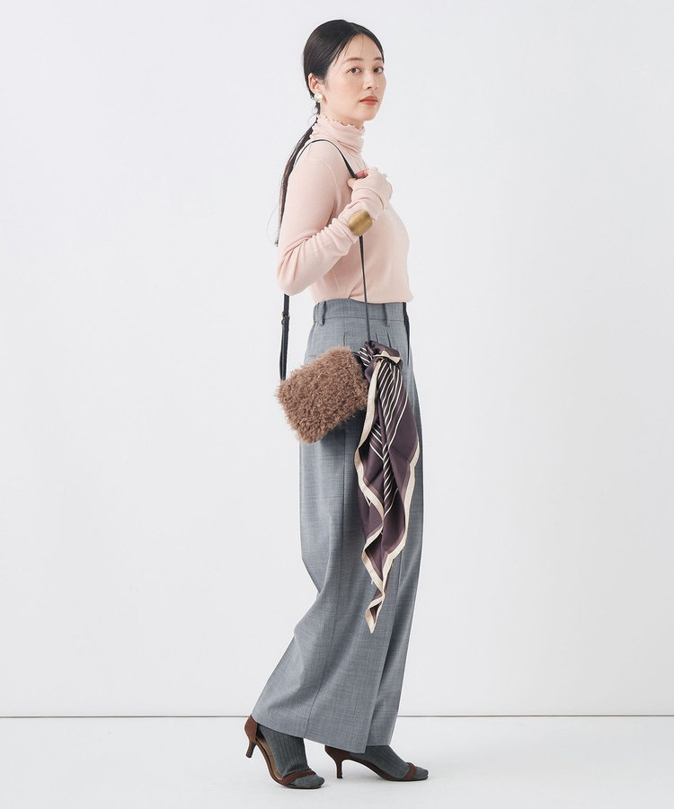 【一部WEB限定サイズ】《抗ピル/防シワ》ウォッシャブルポリウール梳毛タックワイドパンツ