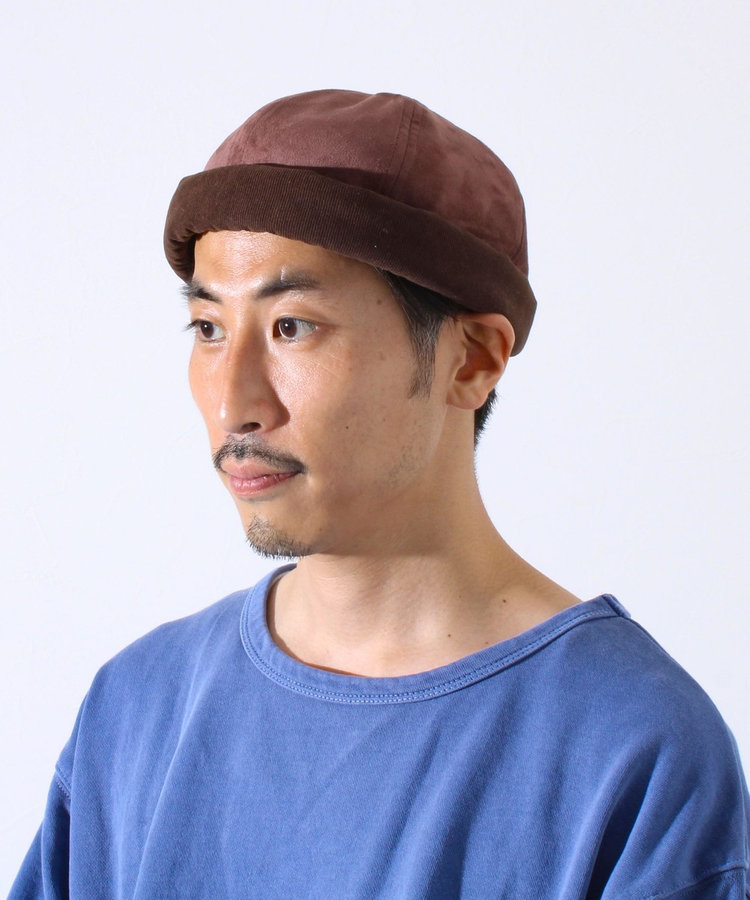 ［WEB限定 SPECIAL SALE！］【GLOSTER/グロスター】コンビネーションロールキャップ 異素材ミックス スエード×コーデュロイ