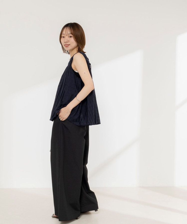 【MARILYN MOON/マリリーンムーン】sheer check 2way gathered blouse