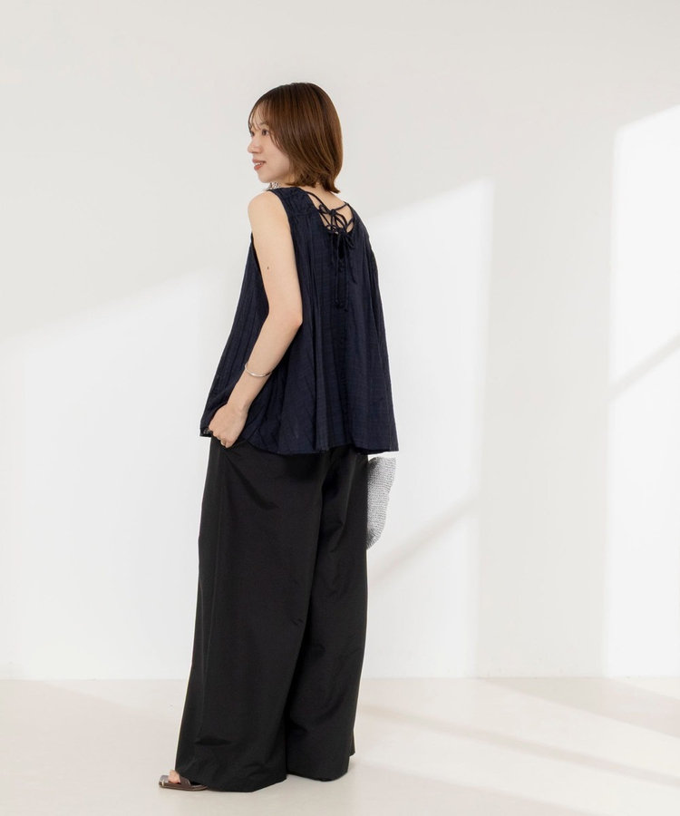 【MARILYN MOON/マリリーンムーン】sheer check 2way gathered blouse