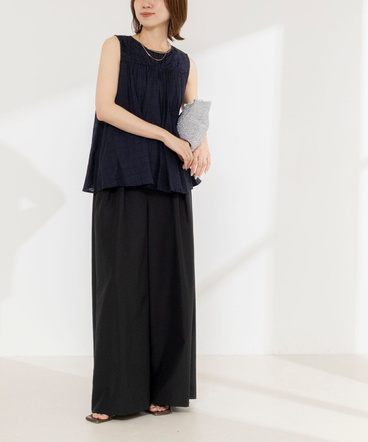 【MARILYN MOON/マリリーンムーン】sheer check 2way gathered blouse