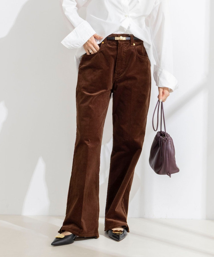 《5サイズ展開》【RM denim】ウォッシャブルセンタープレス裾デザインコーデュロイパンツ
