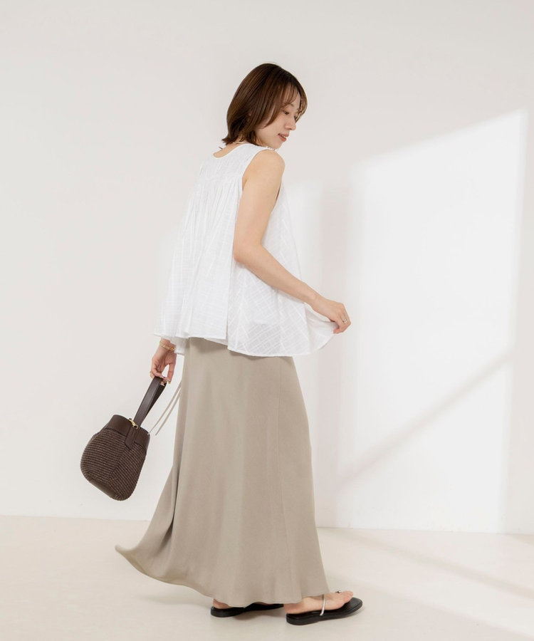 【MARILYN MOON/マリリーンムーン】sheer check 2way gathered blouse