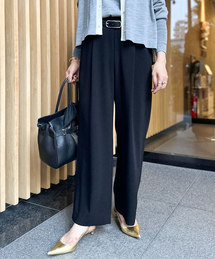 アイシービー　バックサテンジョーゼット ブラウス　ドロストパンツ　セットアップ アイシービー バックサテンジョーゼット ブラウス ドロスト