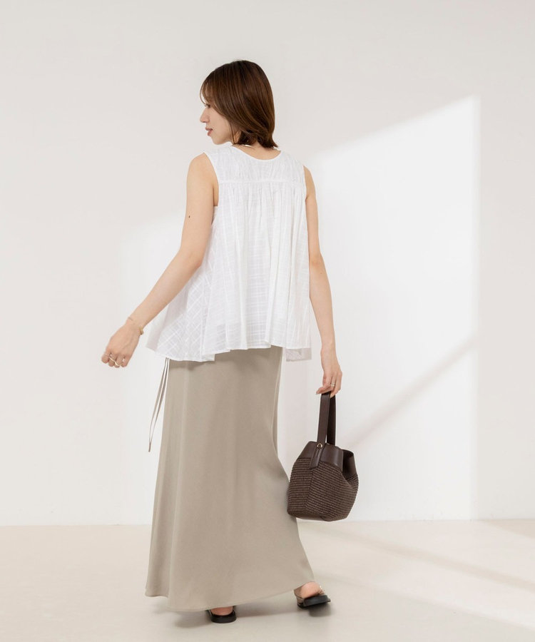 【MARILYN MOON/マリリーンムーン】sheer check 2way gathered blouse