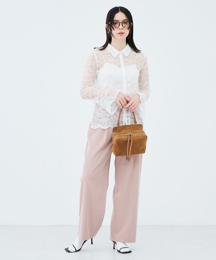 【WEB＆一部店舗限定カラーアイテム】ウォッシャブルレースシャツブラウス
