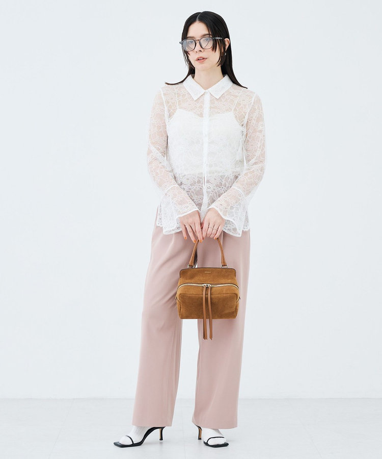 【WEB＆一部店舗限定カラーアイテム】ウォッシャブルレースシャツブラウス