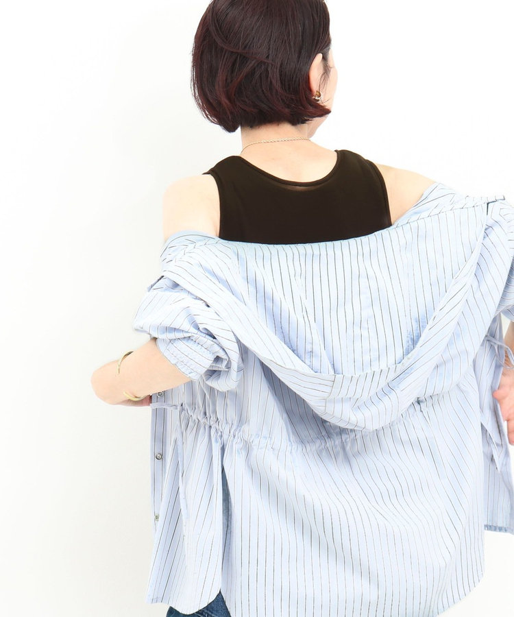 シアーフライス×チュールレイヤードタンクトップ