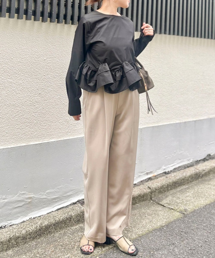 ウォッシャブルシャンブレーツイルワイドパンツ