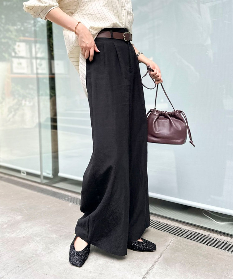 ［WEB限定 SPECIAL SALE！］ウォッシャブルフィブリルポプリンワイドパンツ