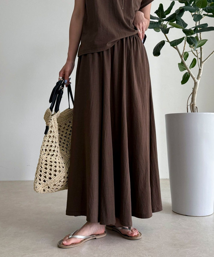 セットアップ対応》タンブラー鹿の子フレアースカート（5-0021-3-26