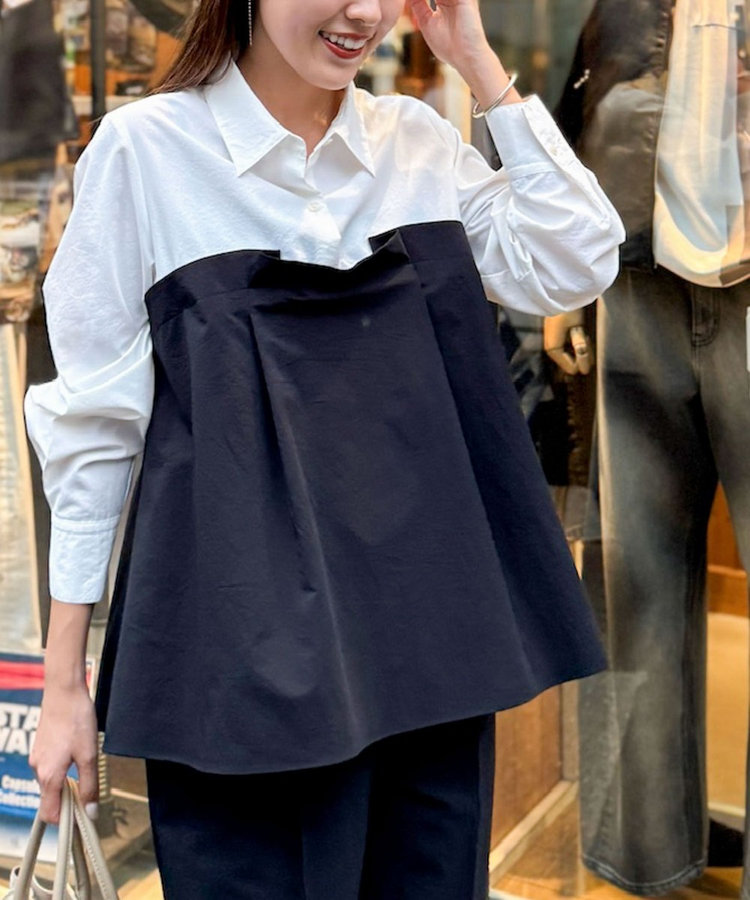 セットアップ対応》ウォッシャブルビスチェ風切替シャツ（5-0035-6-01