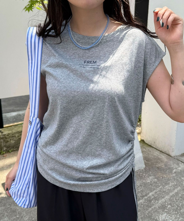 シャーリングノースリーブカットソー
