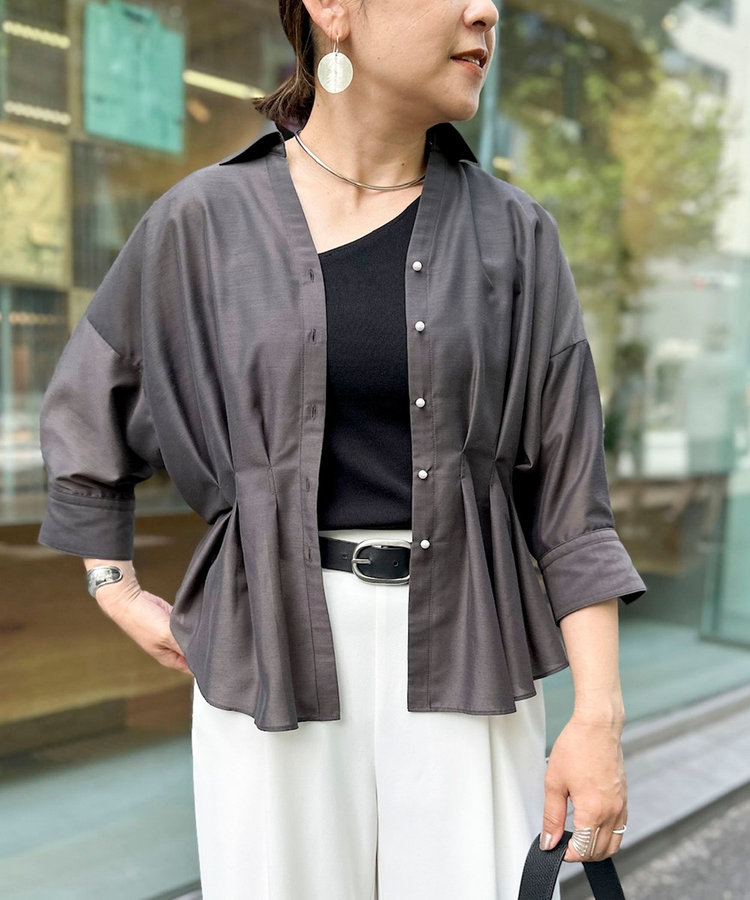 ［WEB限定 SPECIAL SALE！］《接触冷感》【BECシリーズ】ウォッシャブルシアースキッパータック半袖ブラウス
