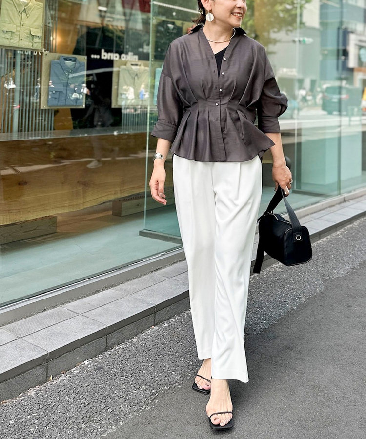 ［WEB限定 SPECIAL SALE！］《接触冷感》【BECシリーズ】ウォッシャブルシアースキッパータック半袖ブラウス