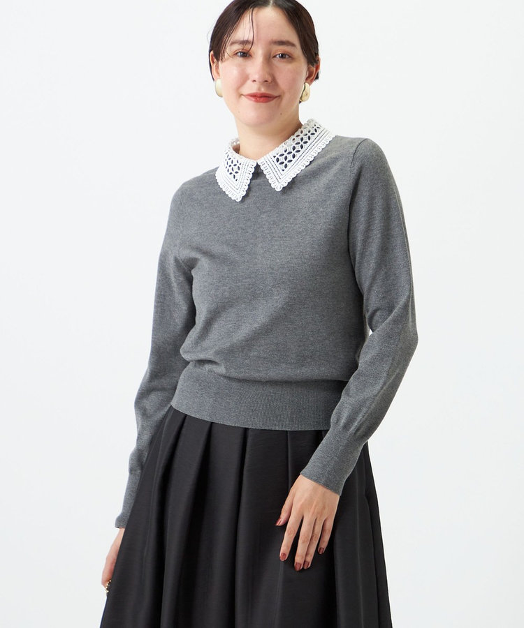 《手洗い可能》襟レース取りはずしプルオーバー