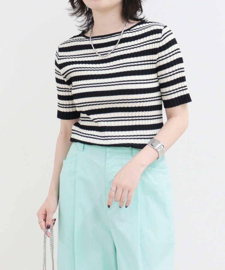 ［WEB限定 SPECIAL SALE！］ボーダーリブニットプルオーバー
