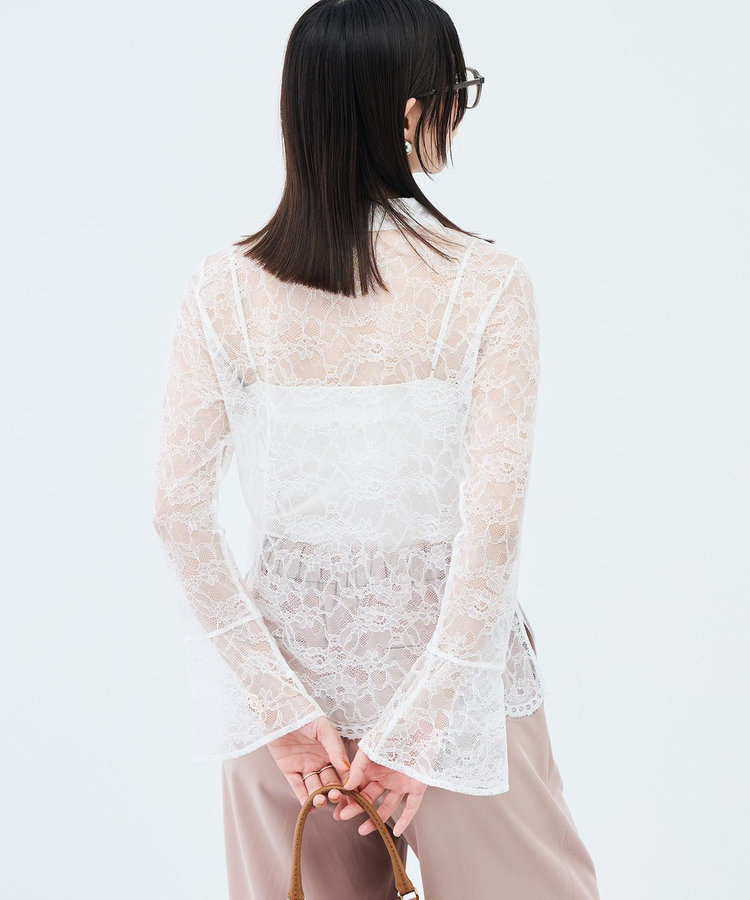 【WEB＆一部店舗限定カラーアイテム】ウォッシャブルレースシャツブラウス