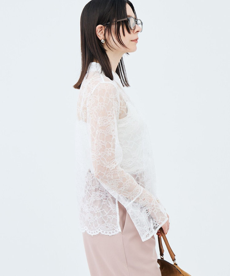 【WEB＆一部店舗限定カラーアイテム】ウォッシャブルレースシャツブラウス
