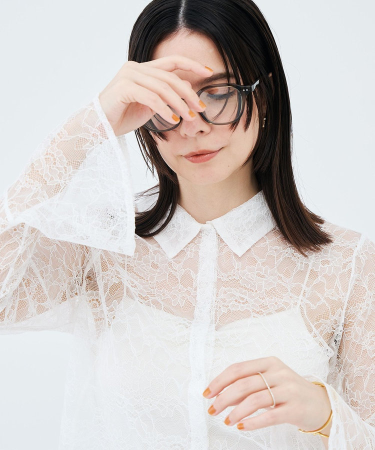 【WEB＆一部店舗限定カラーアイテム】ウォッシャブルレースシャツブラウス