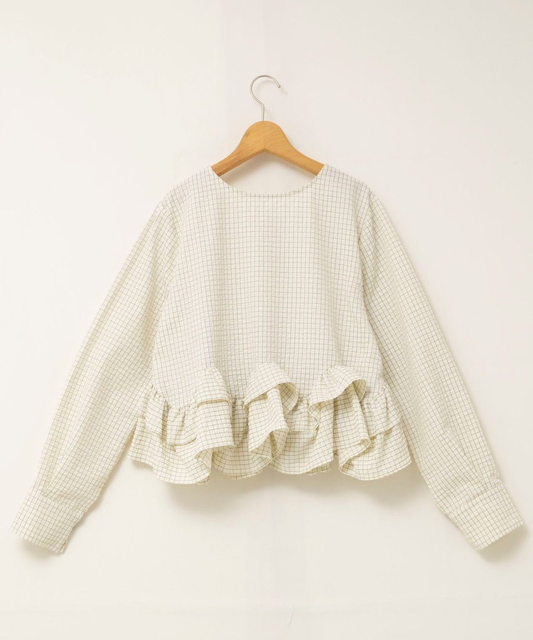 【WEB限定】ウォッシャブル2WAYチェックペプラムフリルブラウス