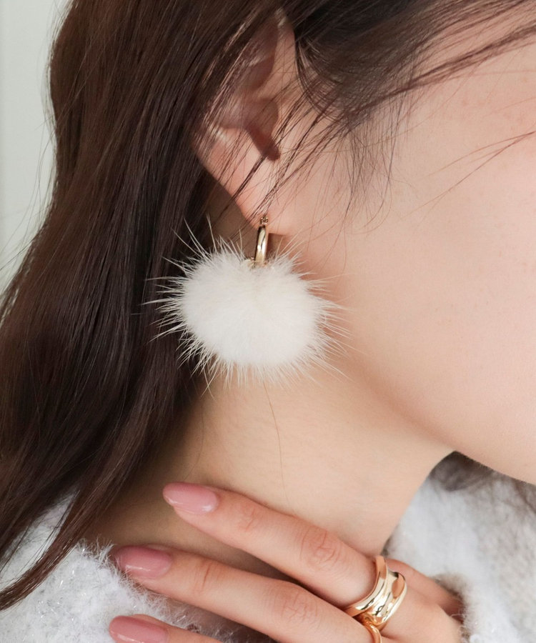 ミンクファーカスタムフープピアス（5-0534-6-31-104）｜fredy emue