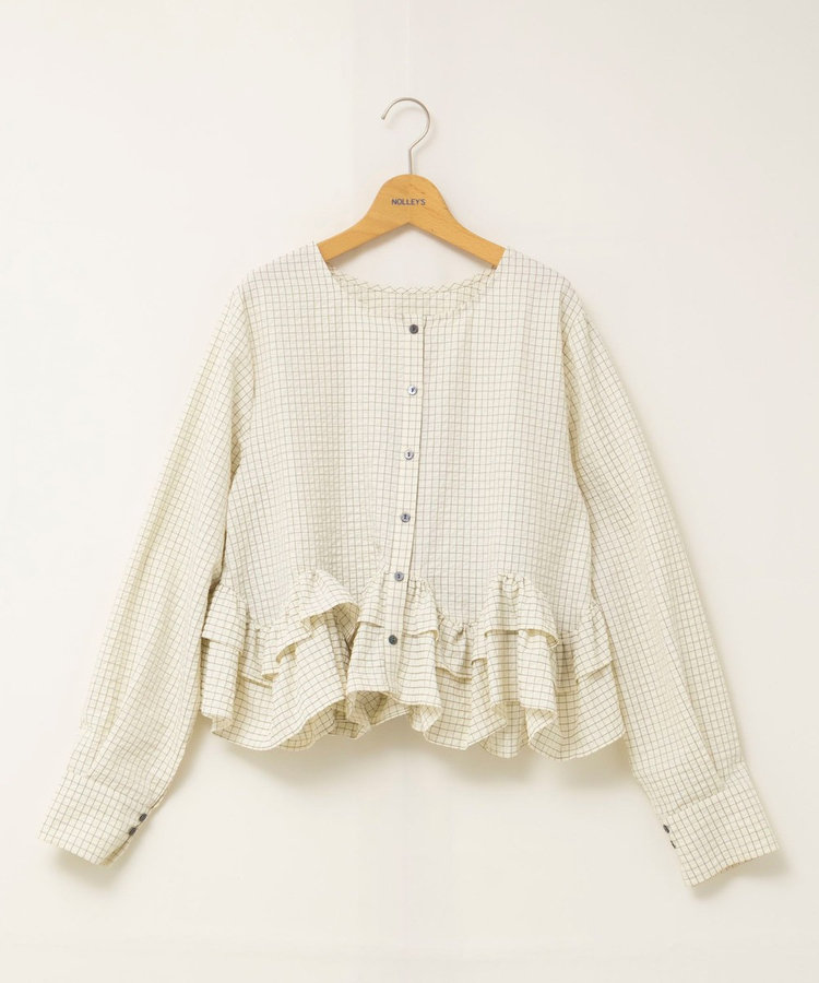 【WEB限定】ウォッシャブル2WAYチェックペプラムフリルブラウス