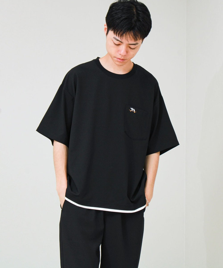 【フレブル刺繍/セットアップ対応】カラミ織りTEE フェイクレイヤード