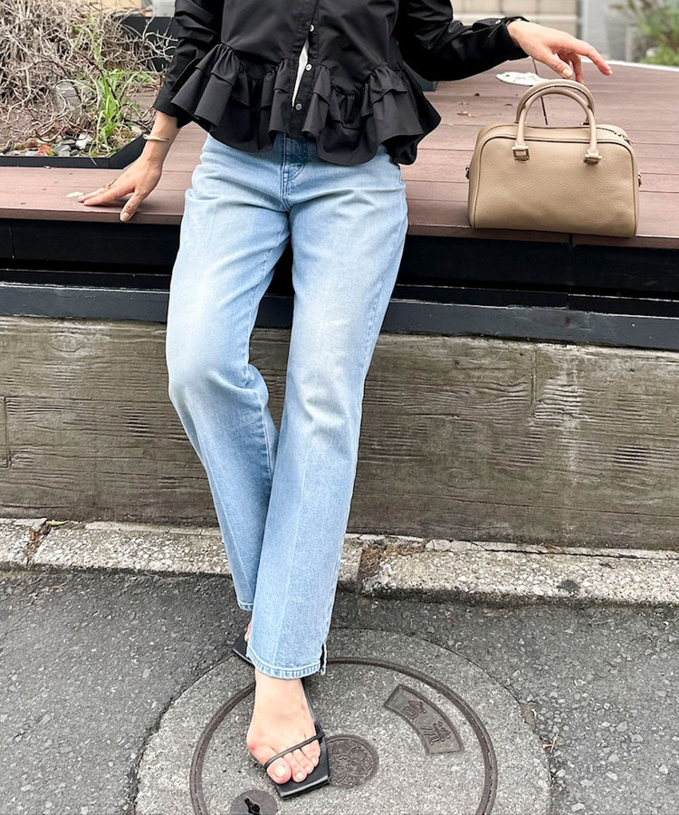 《5サイズ展開》【RM denim】センタープレス裾デザインデニム