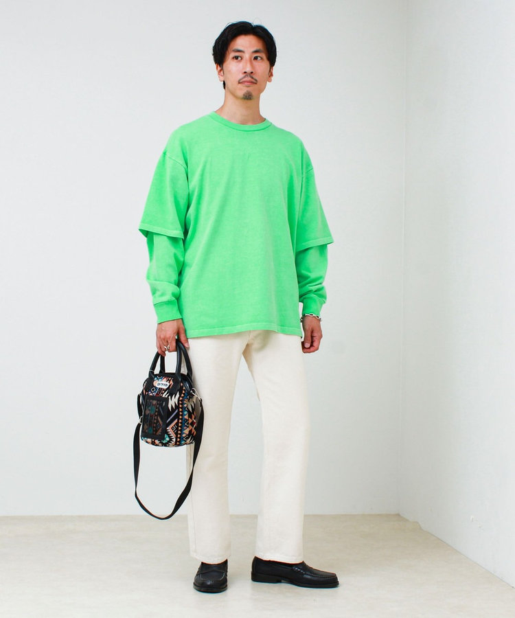 【1枚でレイヤード完成】ピグメント加工 フェイクレイヤードロンT