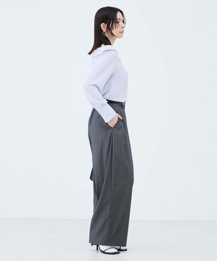 《セットアップ対応》ウォッシャブルバイオツイルタックワイドパンツ