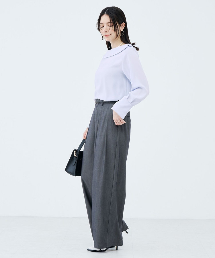 《セットアップ対応》ウォッシャブルバイオツイルタックワイドパンツ