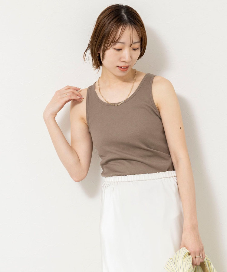 ［WEB限定 SPECIAL SALE！］ウォッシャブルカップ付きリブタンクトップ