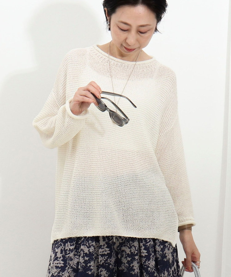 ホールガーメント和紙ガーター プルオーバーニット