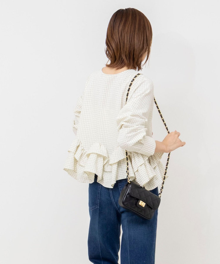 【WEB限定】ウォッシャブル2WAYチェックペプラムフリルブラウス