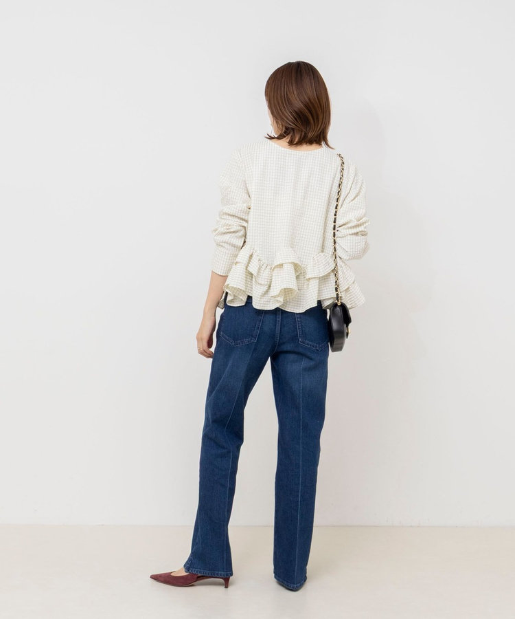 【WEB限定】ウォッシャブル2WAYチェックペプラムフリルブラウス